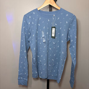 Women's Alpine Design Long Sleeve Waffle Tee XL Blue White Floral